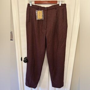 NWT Avoca Ireland Size 10 Burgundy Wool Pants Trousers